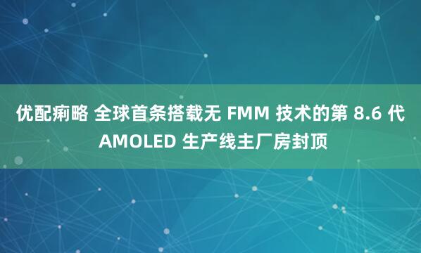 优配痢略 全球首条搭载无 FMM 技术的第 8.6 代 AMOLED 生产线主厂房封顶