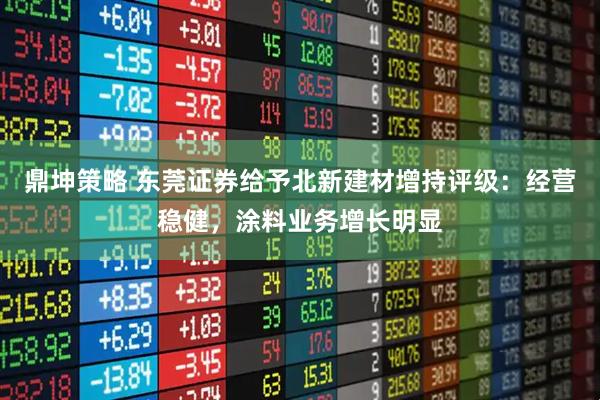 鼎坤策略 东莞证券给予北新建材增持评级：经营稳健，涂料业务增长明显
