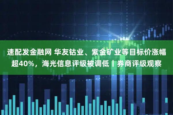 速配发金融网 华友钴业、紫金矿业等目标价涨幅超40%，海光信息评级被调低丨券商评级观察
